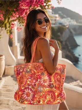 **Host Pick ** Vera Bradley PIXIE BLOOM Sequins Beach Bag Floral Tote Bag